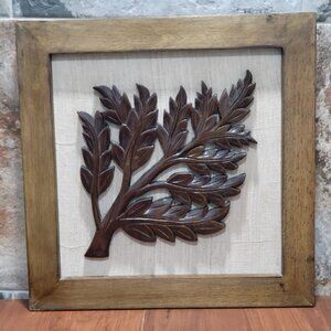 Walnut Leaf Wood Carving Wood Frame Wall Decor